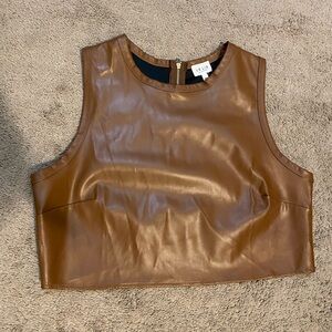 Faux leather crop top